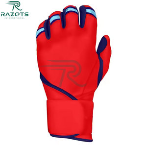Razorts International Baseball Batting <b>Gloves</b> Leather Durable Breathable Adult Training Size L <b>Red</b> - Product Image 4