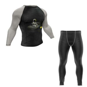 Ensemble de vêtements de sport pour homme, taille plus, 2 pièces, manches longues, tenue de sport de compression respirante, Rashgusrd - Product Image 1