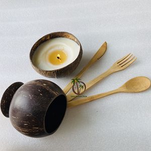 Decoración de lujo Vela de cáscara de coco personalizada de color simple Variedad de aromas Vela de coco Vela perfumada de cera de soja - Product Image 3