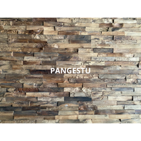 Panneau mural en teck recyclé 3D moderne, artisanal, massif, insonorisant, à motif géométrique, décoratif pour appartement et hôtel