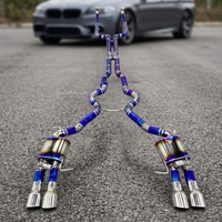 Système d'échappement Catback SDO en titane bleu brûlé pour BMW M5 M6 F06 F10 F12 F13 4.4TT V8 2011-2016, silencieux à valve à vide, embouts argentés