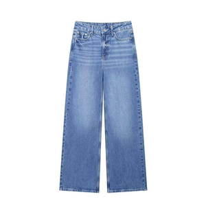 Pantalones vaqueros holgados de talla grande personalizados para mujer, pantalones vaqueros de algodón lavados ligeros, decoración con botones, ropa de calle de otoño, cintura holgada con Logo - Product Image 5