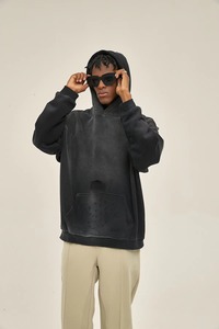 Sweats à capuche entièrement personnalisés et dégradés au soleil Vente en gros de sweats à capuche blancs en éponge française lavés à l'acide en vente - Product Image 5