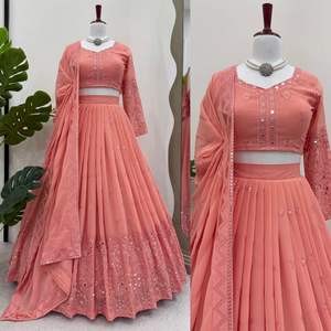 Recién lanzado bordado Premium Georgette Lehenga Choli para fiestas y ocasiones especiales - Product Image 5