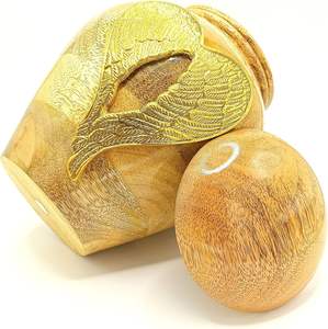 Handmade Wooden Angel Wings <b>Urn</b> <b>for</b> Adult <b>Human</b> <b>Ashes</b> with Velvet Bag Cremation <b>Urns</b> <b>for</b> <b>Ashes</b> Decorative <b>Urns</b>- (Golden Wings) - Product Image 5