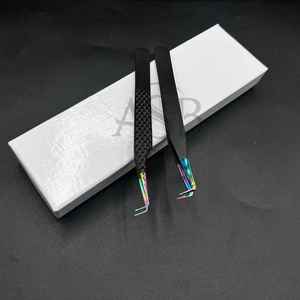 Pinzas de pestañas de acero sostenibles japonesas para bota delgada de 90 grados de alta calidad profesional, pestañas de fibra puntiagudas probadas a mano - Product Image 5