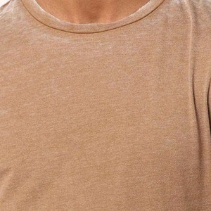 T-shirt Homme Grande Taille Haute Qualité en Coton 100% Écologique, Tricoté, Respirant, Délavé à l'Acide, Uni, Effet Vieilli, Style Urbain - Product Image 4