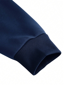 Sudadera con capucha informal de manga larga con cremallera frontal de color sólido de invierno personalizada para hombre con cordón 100% algodón polar térmico - Product Image 4