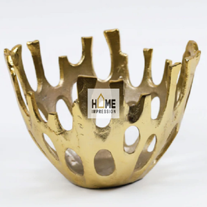 Cuencos decorativos de corona de oro de lujo para manualidades modernas, cuencos de Metal antiguos dorados de diseñador, cuencos de oro de Metal de lujo hechos a mano - Product Image 1