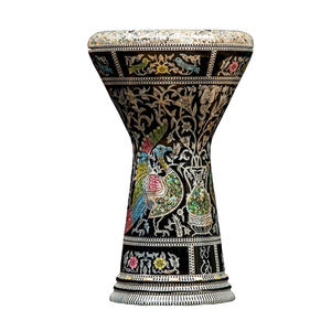 Gawharet El Fan, Tambor Doumbek de Aluminio con Diseño Floral de Pavo Real, Multicolor, Hecho a Mano - Product Image 1