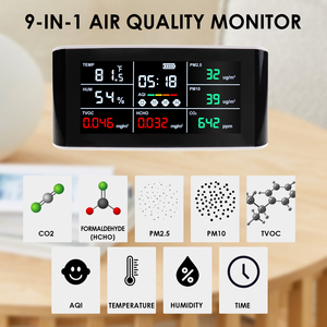 Detector de medidor de CO2 con sensor NDIR Monitoreo de la calidad del aire Probador portátil 9 en 1 CO2, PM2.5/10, HCHO, TVOC, AQI, Temperatura - Product Image 5