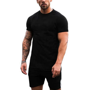 Nouvel Arrivage Ensemble de Sport Homme T-shirt Uni et Short Taille Élastique Logo Personnalisé Broderie Été Spandex/Coton Épais - Product Image 2