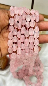 Rose quartz hình bầu dục hạt đá Vòng cổ đá hạt hình bầu dục pha lê quyến rũ đối với trang sức làm pha lê phụ nữ Vòng cổ bán buôn - Product Image 3