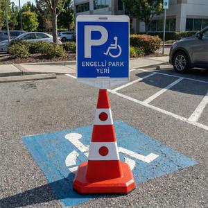 Ensemble de cônes de signalisation pour parking handicapés, impression double face, effet œil de chat, pour la sécurité - Product Image 1