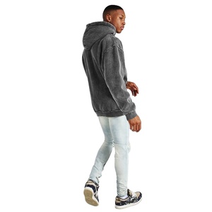 Sweat à capuche lourd de haute qualité zippé 100% coton Vintage noir sweat à capuche zippé goutte épaule sweat à capuche lavé fermeture éclair 2025 - Product Image 3