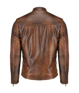 Fain Brown Slim Fit Biker Chaqueta de cuero para los hombres - Product Image 4