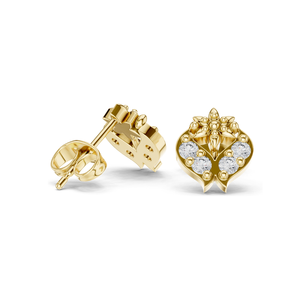 Boucles d'oreilles clous en forme de cœur floral avec diamant de laboratoire 0,28 CT, clarté VVS-VS EF, or 18 carats, 14 carats, 10 carats et argent 925, rose, jaune, blanc - Product Image 4