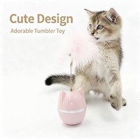 Jouet interactif pour chat à roulettes avec plumes et balle, pour chats d'intérieur, jouets interactifs pour animaux de compagnie, vente en gros