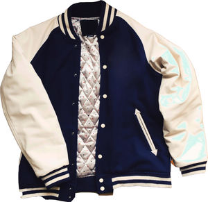 Chaqueta universitaria bordada con logotipo personalizado para mujer, chaqueta de béisbol con letras forrada de lana transpirable, de punto acolchado, venta al por mayor - Product Image 5