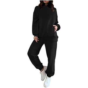 Conjunto Deportivo de Dos Piezas para Mujer, Sudadera con Capucha y Pantalones de Chándal de Felpa, Ropa Deportiva Cálida para Gimnasio, Ropa Deportiva Informal de Moda - Product Image 1