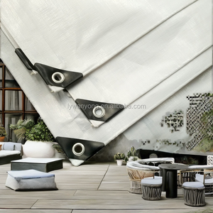 Bâche en PE Premium Durable, Écologique, Anti-UV, Résistante à l'Eau, Coupe-Vent, Robuste, pour Auvent Extérieur, Bleu/Orange Uni - Product Image 2