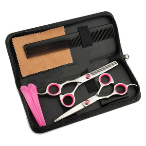 Tijeras de Peluquería, Set de Tijeras de Entresacar, Perfecto para Cortes de Cabello Familiares y Barbería, Premium de 6 Pulgadas, Rosa - Product Image 1