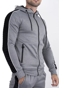 2025 survêtements en polaire unie gris personnalisé et doublé de couleur noire pour survêtement Slim Fit pour hommes - Product Image 5