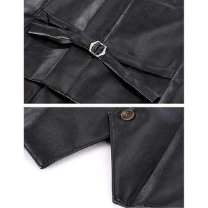 Genuine Leather <b>Women</b> Casual Zip-Front Stud-<b>Black</b> Waterproof Breathable Eco-Friendly Sleeveless <b>Waistcoat</b> Biker Riding Vests - Product Image 5