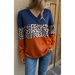 Sweat-shirt décontracté surdimensionné pour femme, manches longues, haut à blocs de couleur - Product Image 1