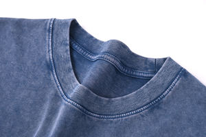 Venta al por mayor 100% algodón transpirable manga corta Camiseta cuello redondo de los hombres de peso pesado 320gsm logotipo personalizado patrón sólido - Product Image 2