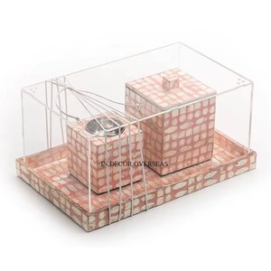 Mosaico de color rosa con cuentas de nácar trabajo aspecto atractivo quemador de incienso Bakhoor de alta calidad estándar con cubierta acrílica - Product Image 1