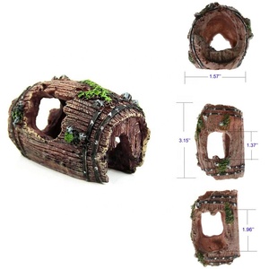 Ornement d'artisanat de baril de vin antique en résine pour l'aménagement paysager de décoration d'aquarium de réservoir de poissons, cachette de poissons et de crevettes, cachette de reptiles. - Product Image 4