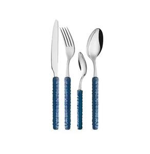 Juego de cubiertos de metal de diseño con mango de ratán, cubiertos elegantes de acero inoxidable para decoración de comedor y cocina - Product Image 2