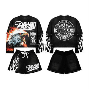 Conjunto de 2 piezas de ropa para hombre, camisetas y pantalones cortos con lavado ácido, ropa de verano, conjunto de pantalones cortos y camiseta para hombre 2026 - Product Image 4