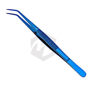 Pinzas Dentales de Primera Calidad con Recubrimiento Azul, Pinzas para Algodón y Apósitos con Puntas Curvas y Dentadas de Grado Quirúrgico - Product Image 2