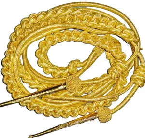 OEM Gold Wire Uniform Fashion Aiguillette Custom Twisted Cord Gold Wire with Metal Tips High Quality Fourragere