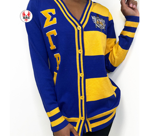 เสื้อคาร์ดิแกนอะคริลิกปักลาย Sigma Gamma Rho Soror สำหรับผู้หญิง |   เสื้อคาร์ดิแกนปักลายแบบสั่งทำสำหรับสุภาพสตรีของชมรม SGRho - Product Image 1