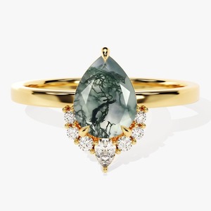 White Topaz With Moss Agate Gemstone <b>Ring</b> Jewelry for Women <b>Silver</b> <b>Boho</b> Style Jewelry 925 Sterling <b>Silver</b> Trending Handmade <b>Ring</b> - Product Image 4