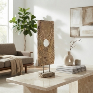 Handcrafted <b>wooden</b> lumintu baygon recta stand sculpture <b>rustic</b> teak carved rectangular ring statue <b>wooden</b> base accent decor unit - Product Image 5