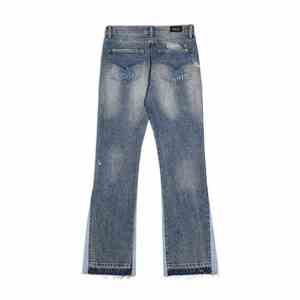Venta al por mayor High Street Ripped Men's Overoles Jeans Transpirable Tallas grandes Cintura media Denim ligero - Product Image 2