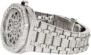 Montre de luxe en diamant Moissanite 41mm Design personnalisé Bracelet en acier inoxydable entièrement glacé inspiré du hip-hop Style d'affaires élégant - Product Image 5