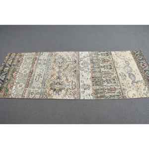 Alfombra Turca Vintage, Alfombra de Pasillo de 2.5x6.9 pies, Alfombra de Lana Azul Verde Ombré - Product Image 2