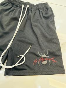 Custom High Street Mesh Hoopers Shorts Puff Print Color sólido Cordón largo 5 pulgadas Entrepierna Puntas de metal ecológicas hechas - Product Image 2