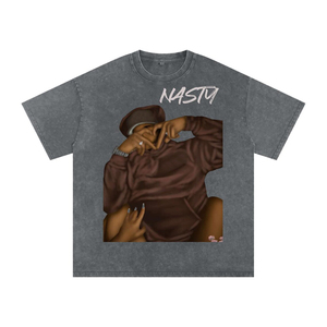 2025 Nueva camiseta Unisex lavada con ácido 250g Vintage High Street Style camiseta lavada de gran tamaño para hombres Venta caliente al por mayor - Product Image 5