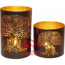 Portavelas de Metal decorativo con acabado de bronce para decoración de mesa y decoración de centro de mesa - Product Image 4