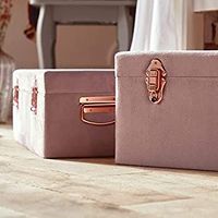 Ensemble de coffre de rangement en velours avec quincaillerie en or rose, organisateur de bijoux décoratifs et mallette de rangement pour la maison