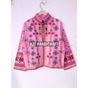 Chaqueta de Terciopelo y Algodón Hecha a Mano, Ropa de Invierno, Chaqueta de Tela de Terciopelo de Verano con Bordado Suzani, Abrigo Térmico para Mujer, Estilo Bata - Product Image 1