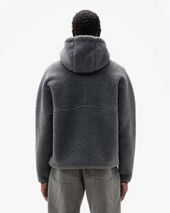 Ajusteurs de bras et d'ourlet à bascule sans couture 700 GSM Sherpa polaire poches kangourou surdimensionnées demi-fermeture éclair avec sweat à capuche surdimensionné pour l'hiver - Product Image 4