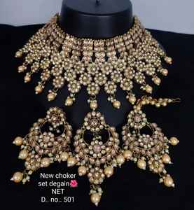 2024 dernière conception femmes haute qualité plaqué or perle collier ras du cou ensemble pour les femmes - Product Image 4