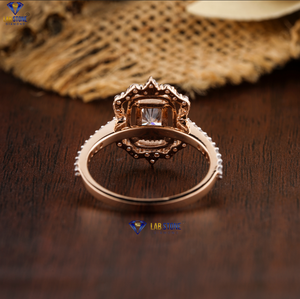 1.32 TDW Radiant & Round Brilliant Cut Diamond Ring 18k Rose Gold Pave Setting Cvd/Hpht Diamond Lab Stone - Product Image 4